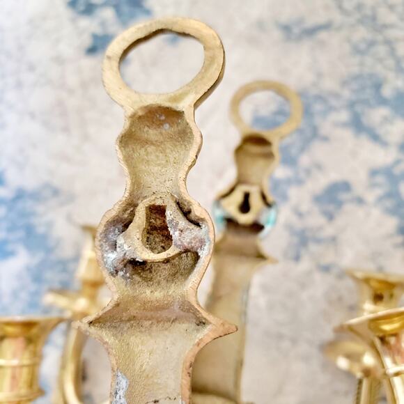 Brass Sconce Candleholder Set - Picture 7 of 10